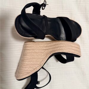 Black Espadrille Wedge Sandals
